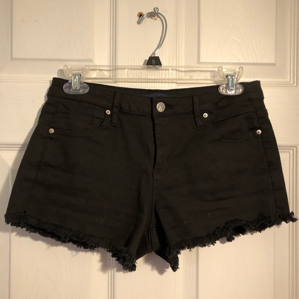 Black denim shorts